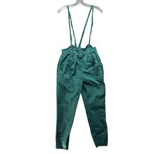 Bridge Sportswear Bibs Green Pleated Suspender Pants Womens S Farmhouse